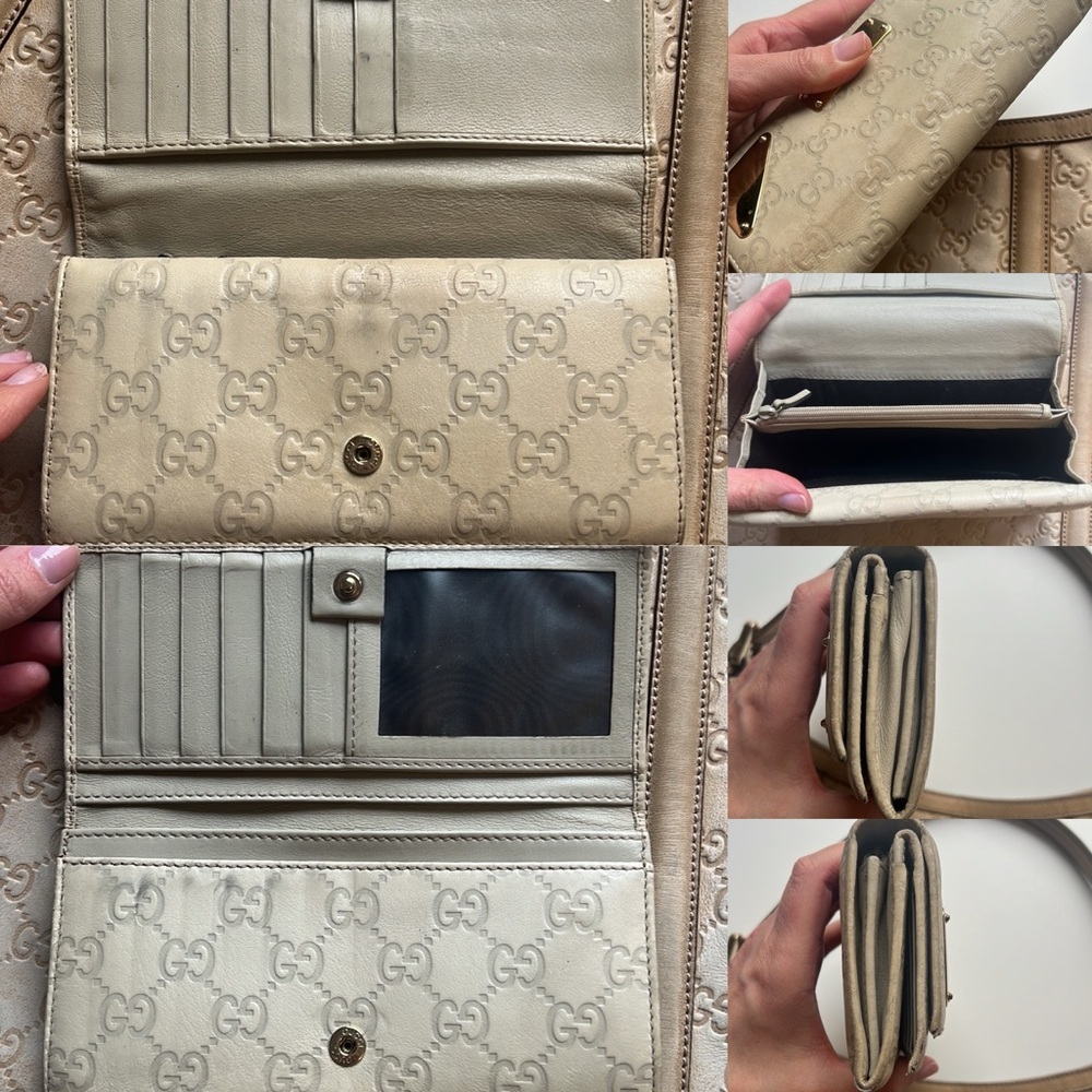 Authentic Gucci Guccissima Britt Beige Cream Shoulder Bag Gold GG - Picture 11 of 16